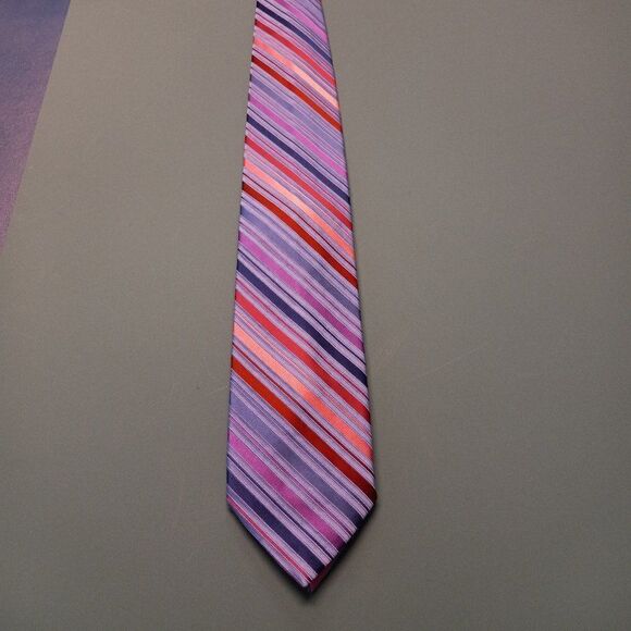 City of London Silk Blue with Pink and Purple stripe Tie - Picture 1 of 6